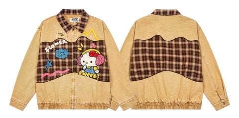WES®️| ÁO KHOÁC CAO CẤP THÊU HỌA TIẾT HOẠT HÌNH HELLO KITTY UNISEX W812