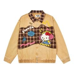 WES®️| ÁO KHOÁC CAO CẤP THÊU HỌA TIẾT HOẠT HÌNH HELLO KITTY UNISEX W812