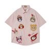 WES®️| ÁO SƠ MI NGẮN TAY THÊU HỌA TIẾT HOẠT HÌNH UNISEX 5252
