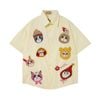 WES®️| ÁO SƠ MI NGẮN TAY THÊU HỌA TIẾT HOẠT HÌNH UNISEX 5252