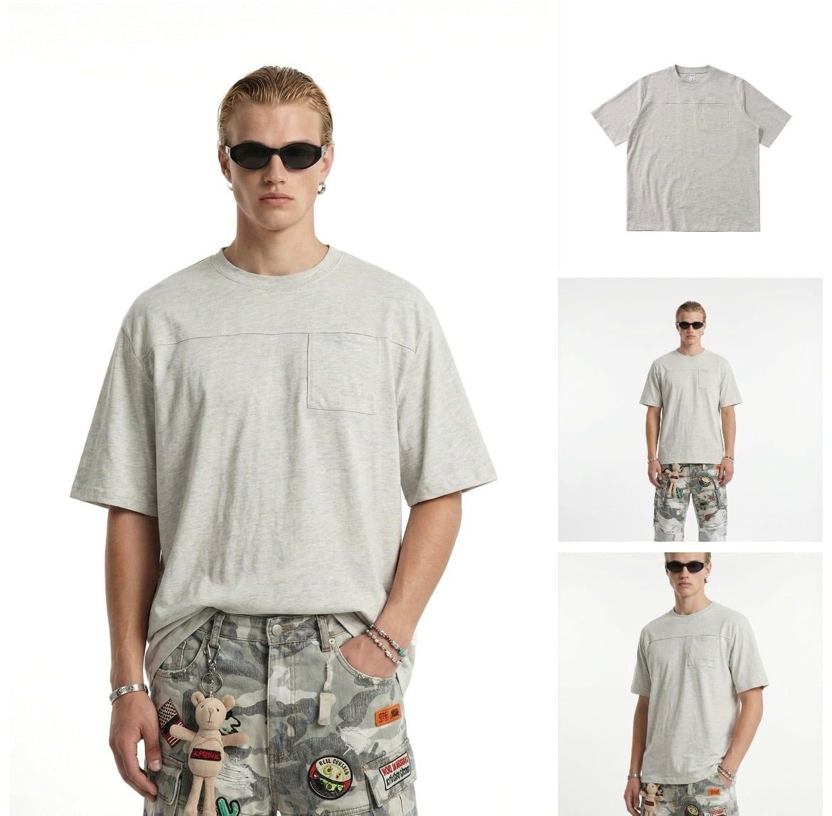 INF®️| ÁO THUN CỔ TRÒN NGẮN TAY WASH TÚI NGỰC OVERSIZE UNISEX INF 8329