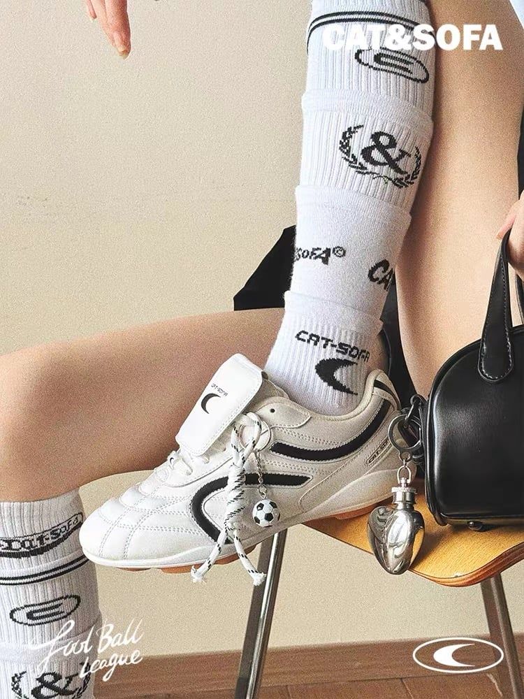 CATSOFA ™️| GIÀY SNEAKER FOOTBALL WHITE BLACK UNISEX CAT&SOFA CS25011