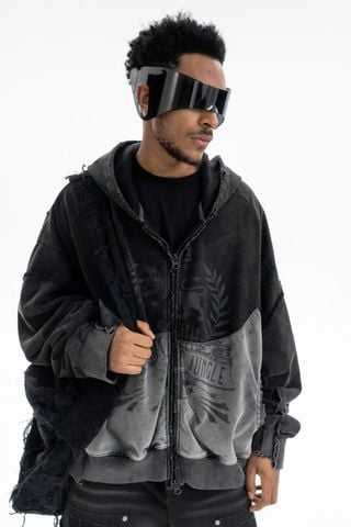 FG®️| ÁO KHOÁC HOODIE WASH THÊU LÓT LÔNG CỪU CHẮP VÁ UNISEX FG F539