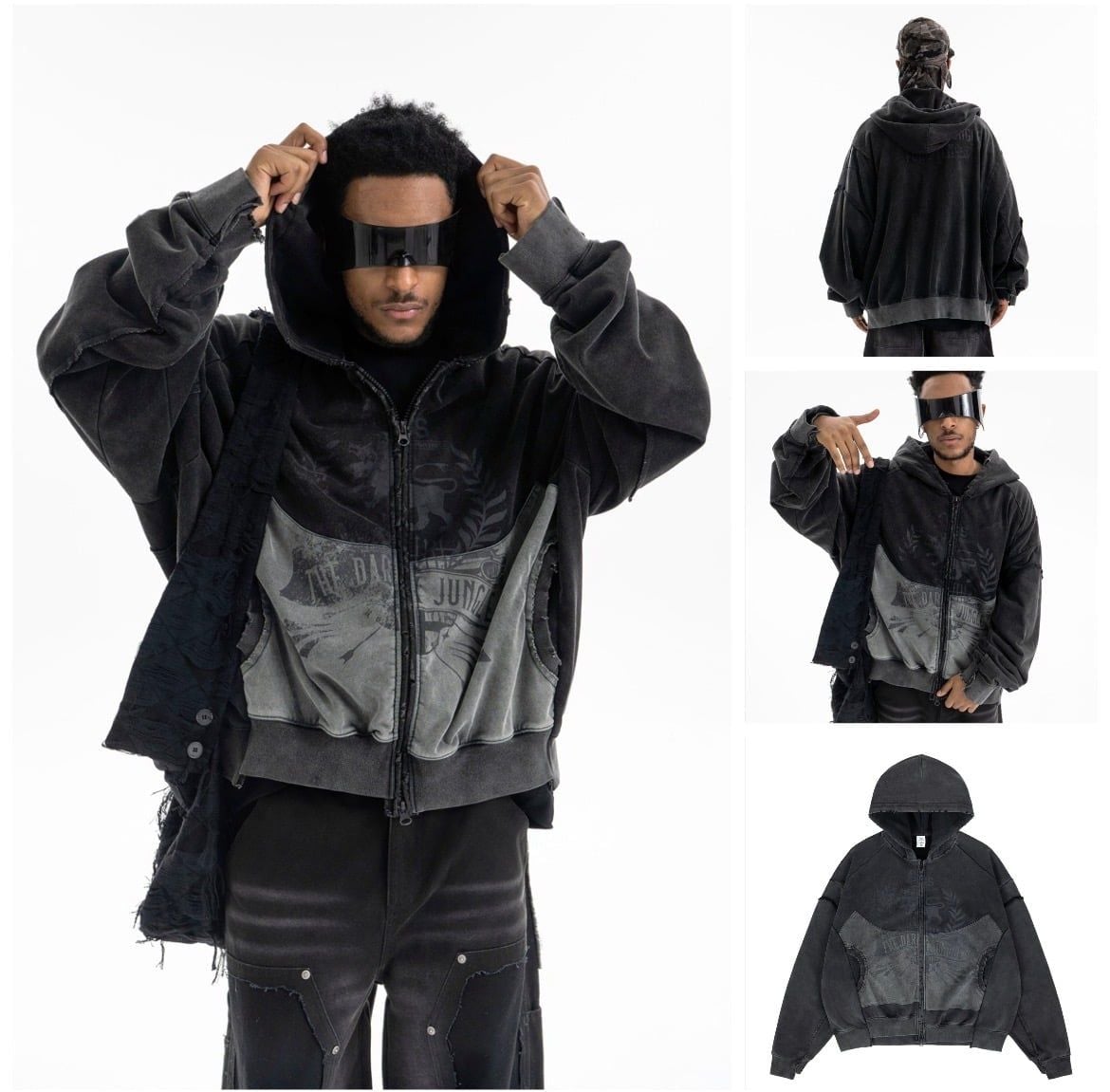 FG®️| ÁO KHOÁC HOODIE WASH THÊU LÓT LÔNG CỪU CHẮP VÁ UNISEX FG F539