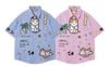 WES®️| ÁO SƠ MI JEAN NGẮN TAY THÊU HỌA TIẾT HOẠT HÌNH  UNISEX 5279
