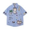 WES®️| ÁO SƠ MI JEAN NGẮN TAY THÊU HỌA TIẾT HOẠT HÌNH  UNISEX 5279