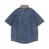 WES®️| ÁO SƠ MI JEAN NGẮN TAY THÊU HỌA TIẾT HOẠT HÌNH MÈO UNISEX 5228