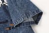 WES®️| ÁO SƠ MI JEAN NGẮN TAY THÊU HỌA TIẾT HOẠT HÌNH MÈO UNISEX 5228