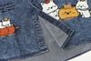 WES®️| ÁO SƠ MI JEAN NGẮN TAY THÊU HỌA TIẾT HOẠT HÌNH MÈO UNISEX 5228