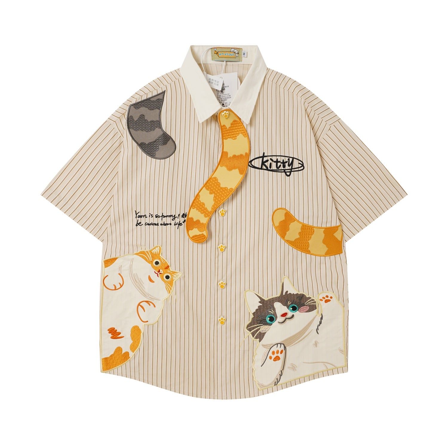 WES®️| ÁO SƠ MI NGẮN TAY THÊU HỌA TIẾT HOẠT HÌNH UNISEX 5263