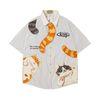 WES®️| ÁO SƠ MI NGẮN TAY THÊU HỌA TIẾT HOẠT HÌNH UNISEX 5263