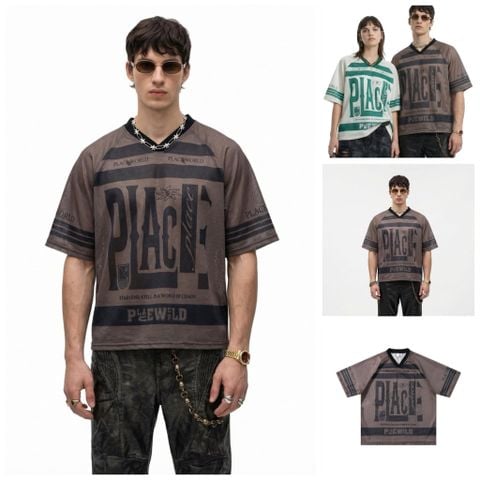 INF®️| ÁO THUN CỔ TIM TAY LỠ VẢI LƯỚI THỂ THAO OVERSIZE UNISEX INF 8533