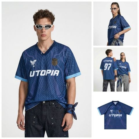INF®️| ÁO THUN CỔ TIM  VẢI LƯỚI THỂ THAO UTOPIA OVERSIZE UNISEX INF 8524