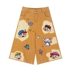 WES®️| QUẦN SHORT DENIM THÊU HOẠT HÌNH SHINCHAN UNISEX 6225