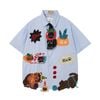 WES®️| ÁO SƠ MI NGẮN TAY THÊU HỌA TIẾT HOẠT HÌNH UNISEX 5260