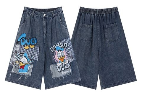 WES®️| QUẦN SHORT DENIM THÊU HOẠT HÌNH DUCK UNISEX 6210