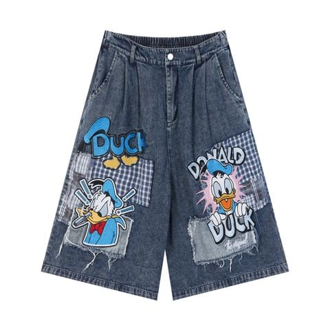 WES®️| QUẦN SHORT DENIM THÊU HOẠT HÌNH DUCK UNISEX 6210