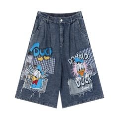 WES®️| QUẦN SHORT DENIM THÊU HOẠT HÌNH DUCK UNISEX 6210