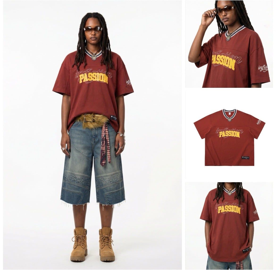 INF®️| ÁO THUN CỔ TRÒN NGẮN TAY THÊU PASSION IN HÌNH OVERSIZE UNISEX INF 8362