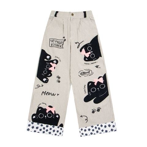 WES®️| QUẦN VẢI THÔ  THÊU HOẠT HÌNH UNISEX 189