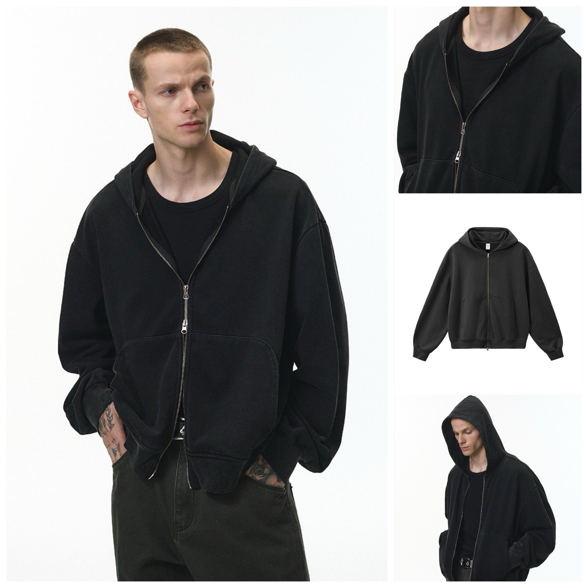 INF®️| ÁO KHOÁC NỈ WASH KHÓA KÉO BASIC UNISEX INF 5498