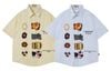WES®️| ÁO SƠ MI NGẮN TAY THÊU HỌA TIẾT HOẠT HÌNH UNISEX 5253
