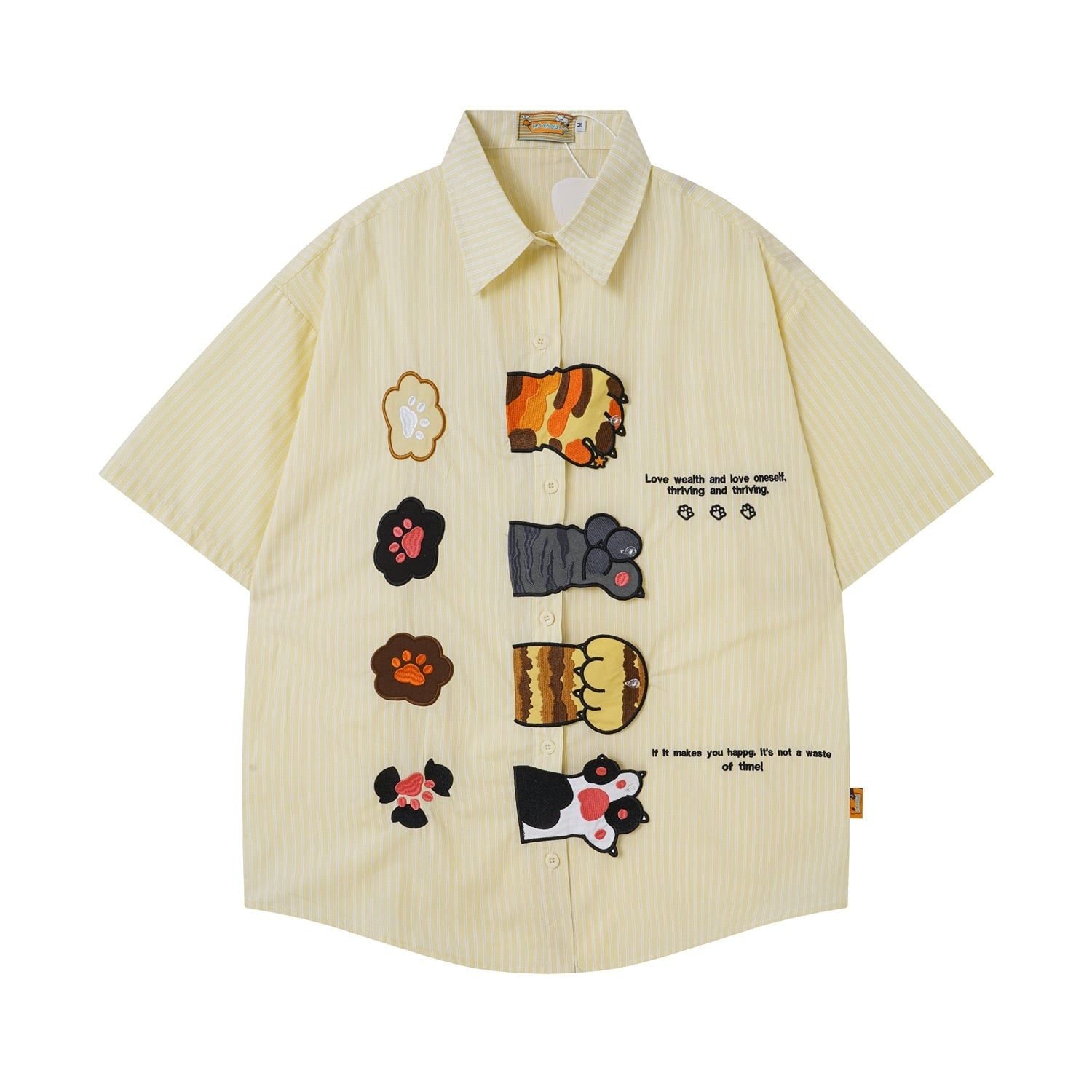 WES®️| ÁO SƠ MI NGẮN TAY THÊU HỌA TIẾT HOẠT HÌNH UNISEX 5253