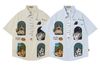 WES®️| ÁO SƠ MI NGẮN TAY THÊU HỌA TIẾT HOẠT HÌNH UNISEX 5254