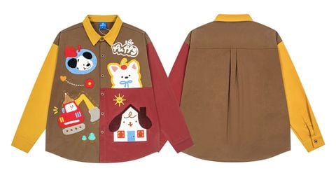 WES®️| ÁO SƠ MI DÀI TAY THÊU HỌA TIẾT HOẠT HÌNH  UNISEX YH1137