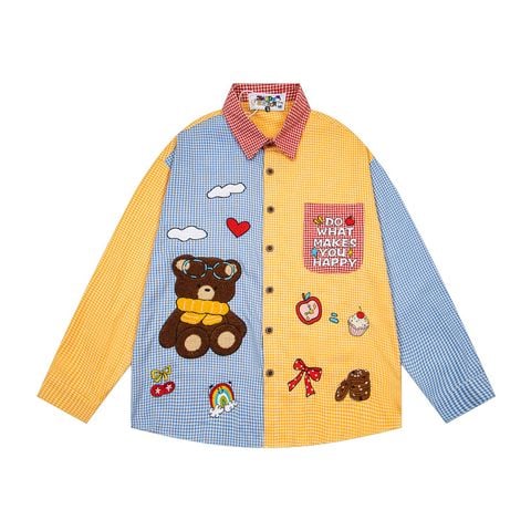 WES®️| ÁO SƠ MI DÀI TAY THÊU HỌA TIẾT HOẠT HÌNH UNISEX C272