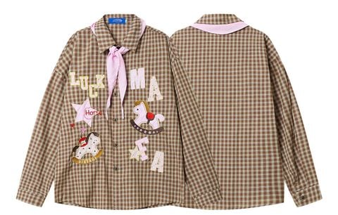 WES®️| ÁO SƠ MI DÀI TAY THÊU HỌA TIẾT HOẠT HÌNH UNISEX C5889