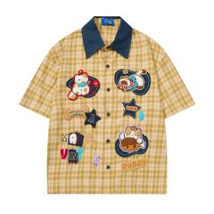 WES®️| ÁO SƠ MI NGẮN TAY THÊU HỌA TIẾT HOẠT HÌNH  UNISEX C5869