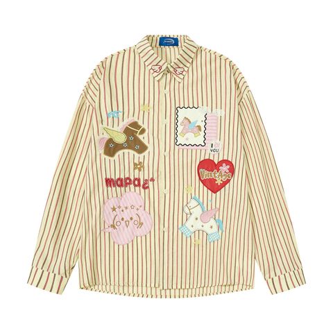 WES®️| ÁO SƠ MI DÀI TAY THÊU HỌA TIẾT HOẠT HÌNH UNISEX C5885