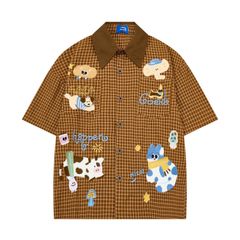 WES®️| ÁO SƠ MI NGẮN TAY THÊU HỌA TIẾT HOẠT HÌNH UNISEX C5870