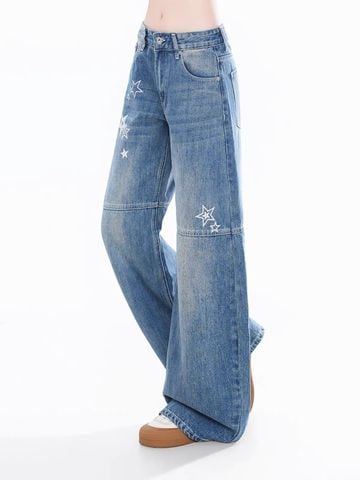 WES®️| QUẦN DENIM NỬA CẠP CHUN WASH THÊU HOẠT HÌNH UNISEX BILU02
