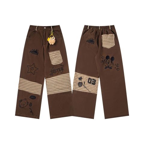 WES®️| QUẦN DENIM NỬA CẠP CHUN WASH THÊU HOẠT HÌNH UNISEX K820