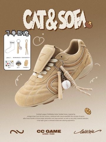CATSOFA ™️| GIÀY SNEAKER FOOTBALL KHAKI UNISEX CAT&SOFA CS25011