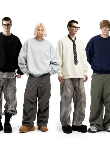 INF®️| ÁO NỈ CỔ TRÒN LÔNG CỪU RETRO RỘNG RÃI UNISEX INF 612