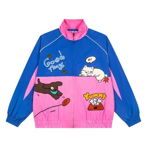 WES®️| ÁO KHOÁC VẢI THÔ THÊU HỌA TIẾT HOẠT HÌNH UNISEX W811