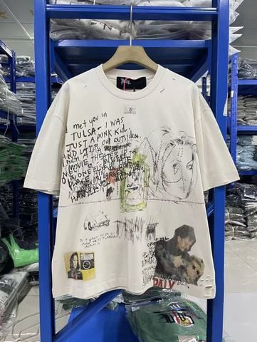 FK®️| ÁO THUN NGẮN TAY CỔ TRÒN COTTON IN HÌNH KTS LÀM RÁCH ĐÍNH ĐÁ PH3937