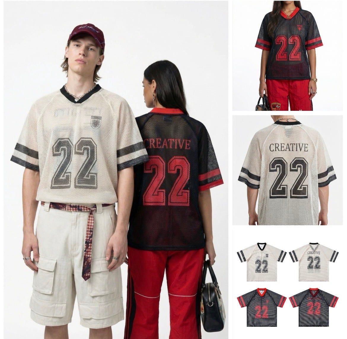INF®️| ÁO THUN CỔ TIM TAY LỠ VẢI LƯỚI THỂ THAO OVERSIZE UNISEX INF 8519