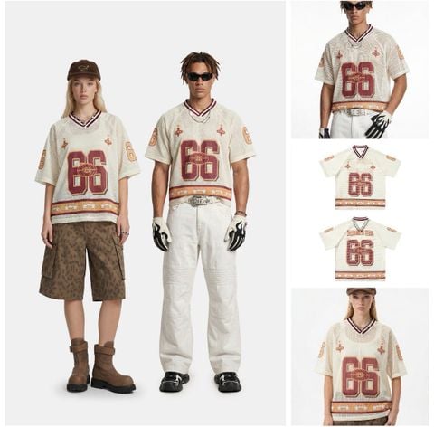 INF®️| ÁO THUN CỔ TIM TAY LỠ VẢI LƯỚI THỂ THAO OVERSIZE UNISEX INF 8518