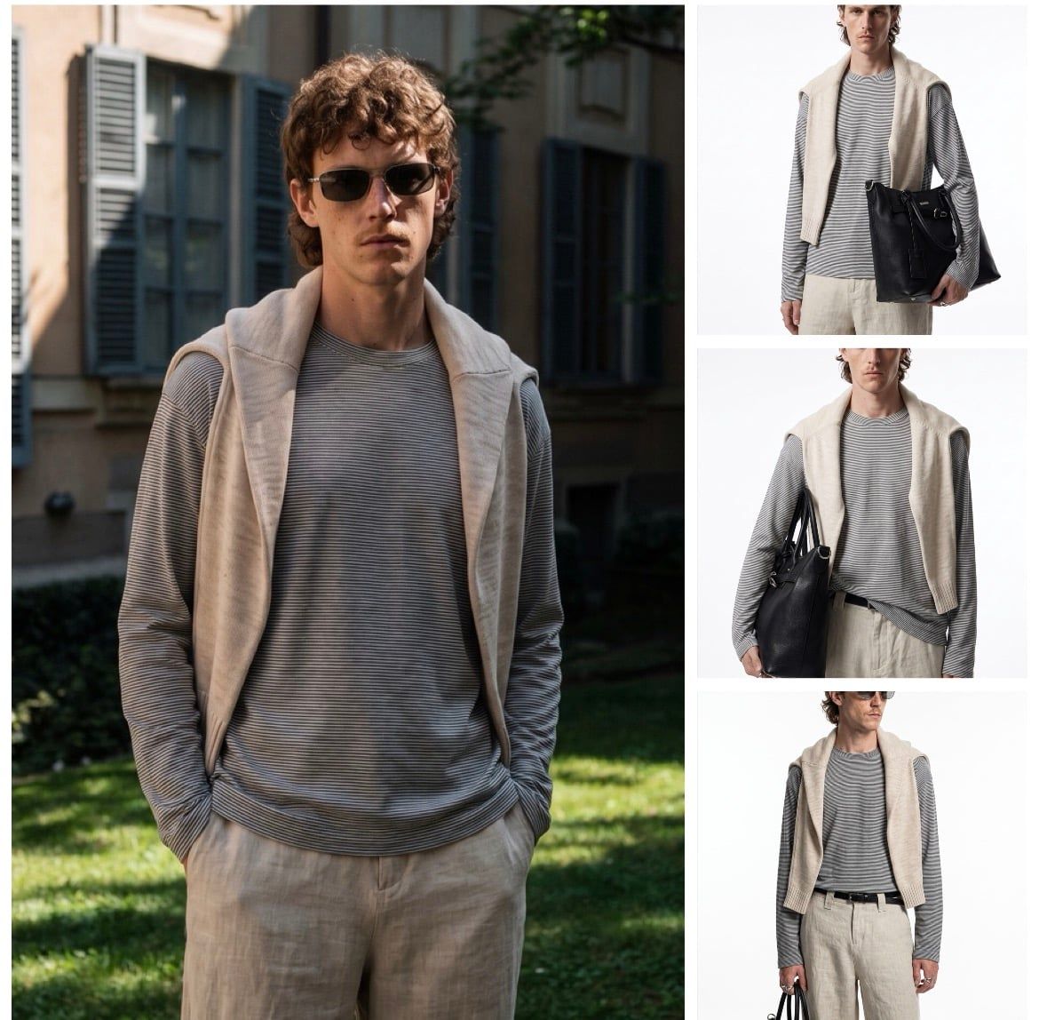 INF®️| ÁO THUN DÀI TAY SỌC KẺ NGANG  COTTON UNISEX INF 3498