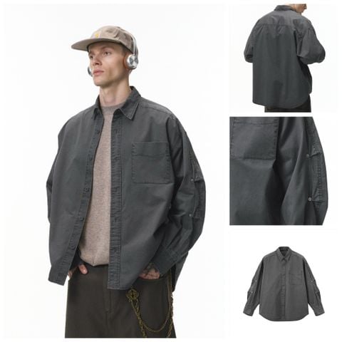 INF®️| ÁO SƠ MI DÀI TAY COTTON CÔNG SỞ VE CỔ RETRO UNISEX INF 7129