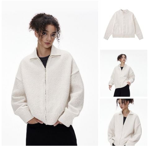 INF®️| ÁO KHOÁC LEN CỔ ĐỨNG ẤM ÁP RETRO RỘNG RÃI UNISEX INF 10234