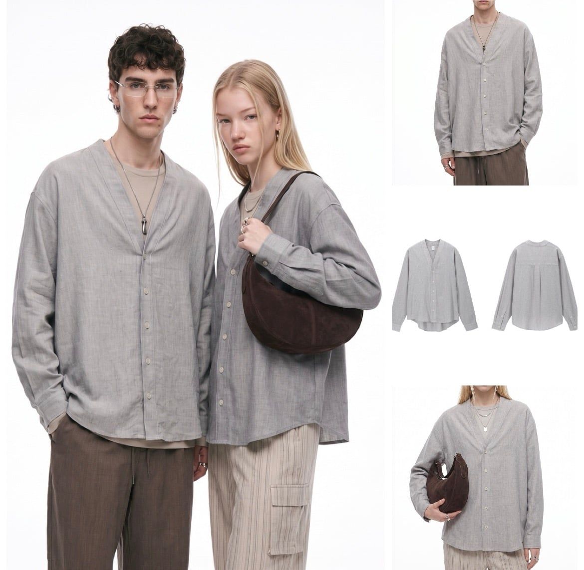 INF®️| ÁO SƠ MI DÀI TAY CỔ HỞ VẢI LANH COTTON UNISEX INF 7142