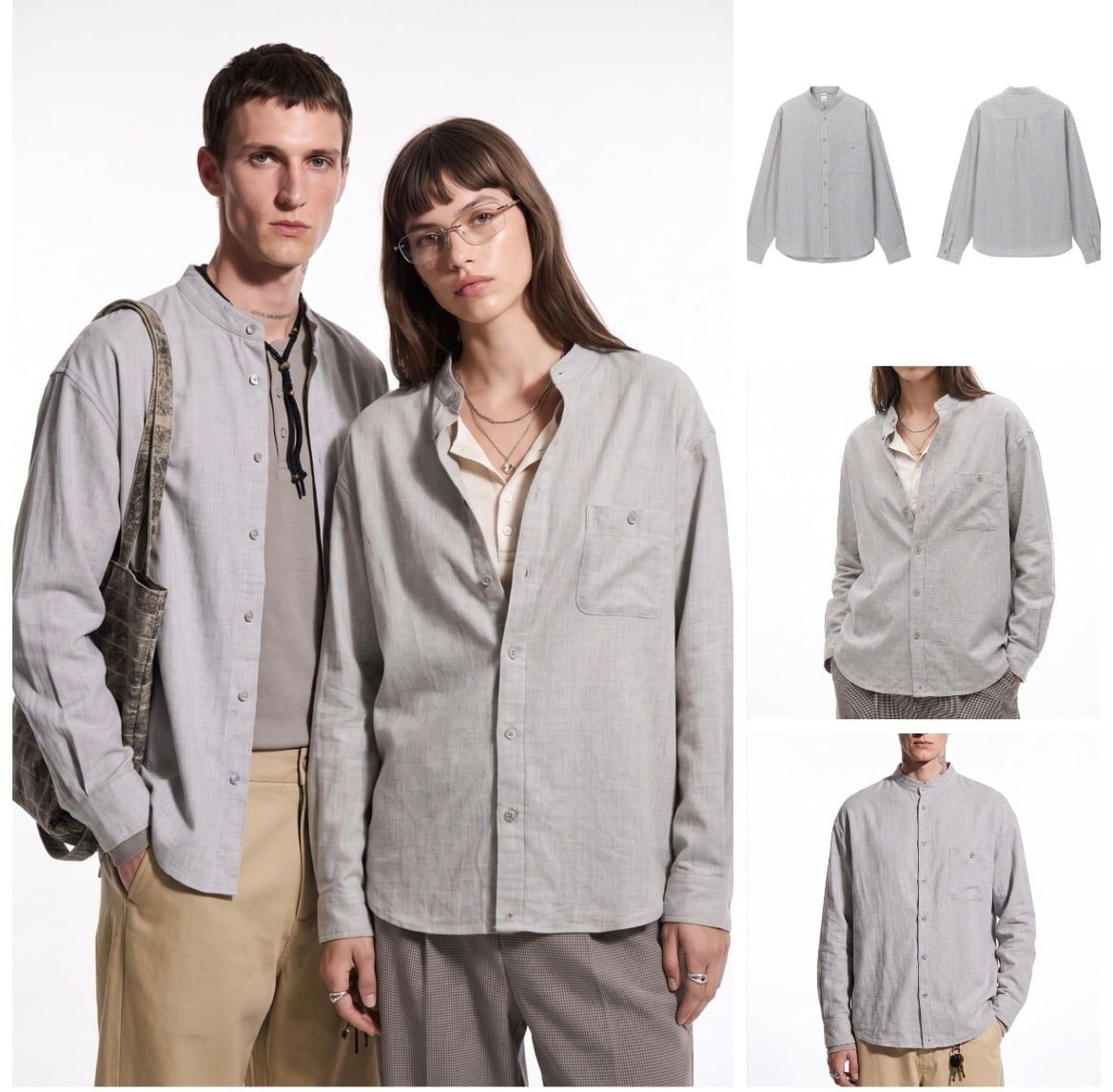 INF®️| ÁO SƠ MI DÀI TAY VẢI LANH COTTON CỔ ĐỨNG UNISEX INF 7140