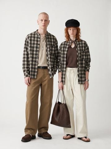 INF®️| ÁO SƠ MI KẺ SỌC DÀI TAY CỔ TÀU COTTON UNISEX INF 7144