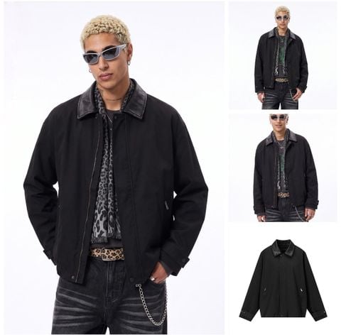 INF®️| ÁO KHOÁC VẢI THÔ CỔ DA CỔ ĐIỂN UNISEX INF 5683