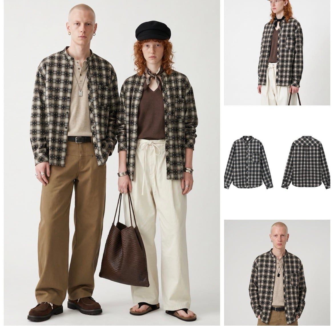 INF®️| ÁO SƠ MI KẺ SỌC DÀI TAY CỔ TÀU COTTON UNISEX INF 7144
